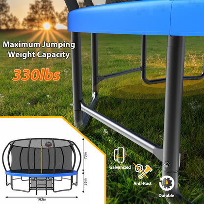 16FT Outdoor Trampoline for Kids and Adults, Pumpkin Trampolines with Curved Poles,Heavy Duty Trampoline Anti-Rust Coating ASTM Approval image 8