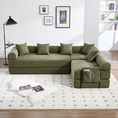 UNITED WE WIN convertible folding sofa bed, with fixed frame and pillow back handrail, cloud corduroy folding mattress sofa, folding memory foam bed in living room/dormitory/guest room/home office/apt image 8