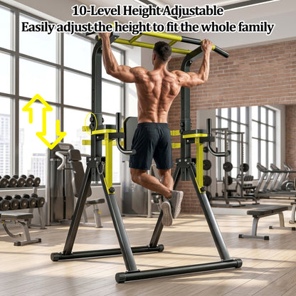 Power Tower Pull Up Bar Station, 10-Level Adjustable Height Dip Station, Heavy-duty Frame Structure,Multi-Functional Home Gym Strength Training Equipment image 6