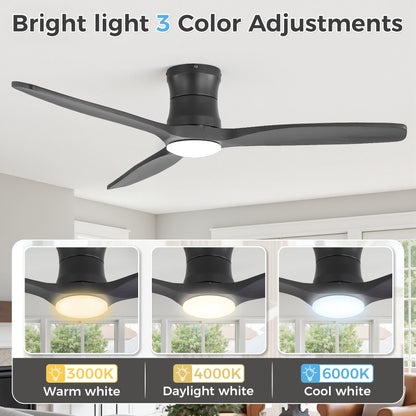 52-Inch Matte Black Ceiling Fan with Light, DC Motor, Silent Operation, for Bedroom & Living Room image 7