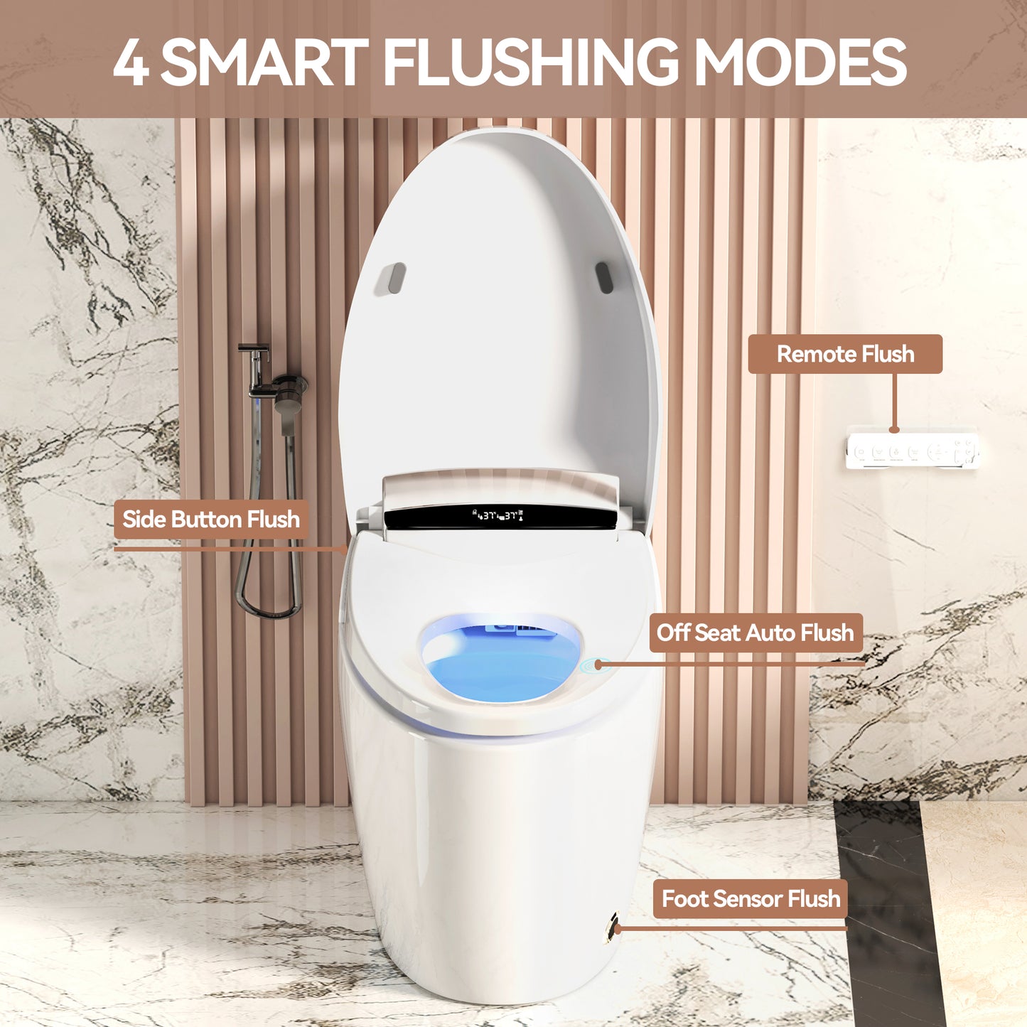 Smart Toilets with Heated Bidet Seat.Portable toilet with bidet built.Intelligent Toilet Auto Open/Close Seat. Bidet toilet with Dryer and Warm Water image 8