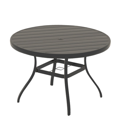 VRSHWO"Outdoor Round Patio Dining Table for 4-6, All Weather Metal Dining Table with Umbrella Hole for Deck Lawn Garden Backyard image 1