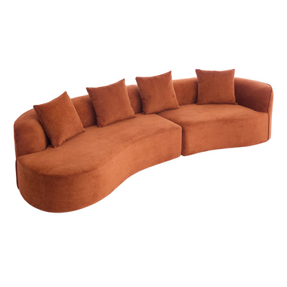 126" Curved Sectional Sofa (Dark Orange-D28 Full Foam) image 2
