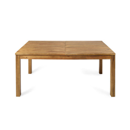 Extendable Acacia Wood Outdoor Dining Table, Teak Finish Rectangular Patio Expandable Table, Weather Resistant Slatted Top for Backyard Garden Porch, Adjustable Length 65.75"-85.43" image 7