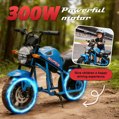 24V300W Kids Ride On XL Electric Toy Muscle Motorcycle,High-Speed Hub Motor,14''Fat EVA Wheels,Twist Grip Throttle,Speed up to 11.18MPH,Dual Suspension,Music&Light,Long Life Battery For Kids 6+ image 3