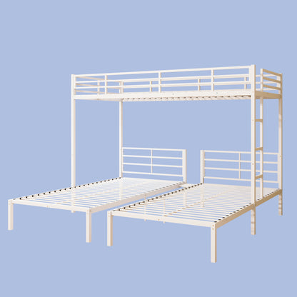 Triple Bunk Bed for Kids,3 Bed Bunk Beds for 3,Metal Triple Bunk Beds,Separates Into 3 Twin Beds,Noise Reduced Structure,White image 10