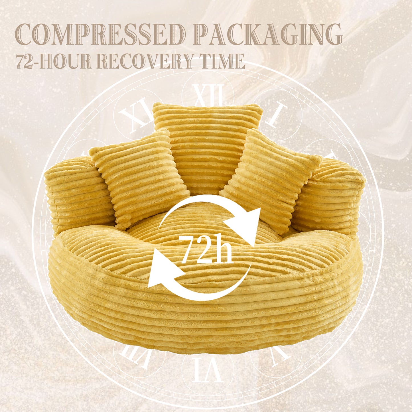 Single Bean Bag Chairs, Bean Bag Sofa for Adults, Kids,Corduroy Bean Bag Chair with 3 Pillows & Armrest,Beanbag Chair & Lazy Sofa with Foam Filler for Bedroom Living Room Dorm image 6