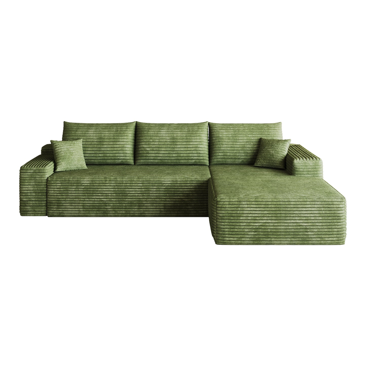 107" Cloud Sectional Couch with L-Shape Chaise,Modern Modular Sofa with Deep Seat, Upholstered Couches for Living Room Bedroom,No Assembly Required, (Plush Corduroy Fabric),Green image 6