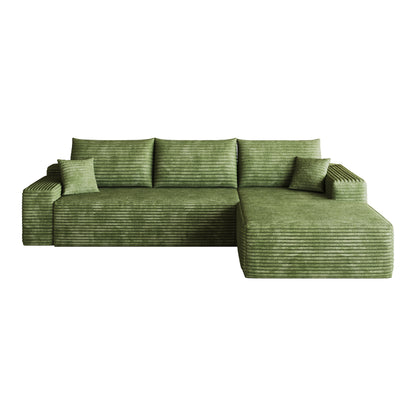 107" Cloud Sectional Couch with L-Shape Chaise,Modern Modular Sofa with Deep Seat, Upholstered Couches for Living Room Bedroom,No Assembly Required, (Plush Corduroy Fabric),Green image 6
