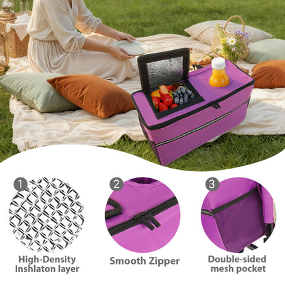 3-in-1 Folding Wagon Cart with Bench Seat & Storage, patent protection - Includes 1 ice pack, 500lbs Heavy-Duty, 180L Capacity All-Terrain Wheels for Camping, Beach, Sports, Garden, purple image 8