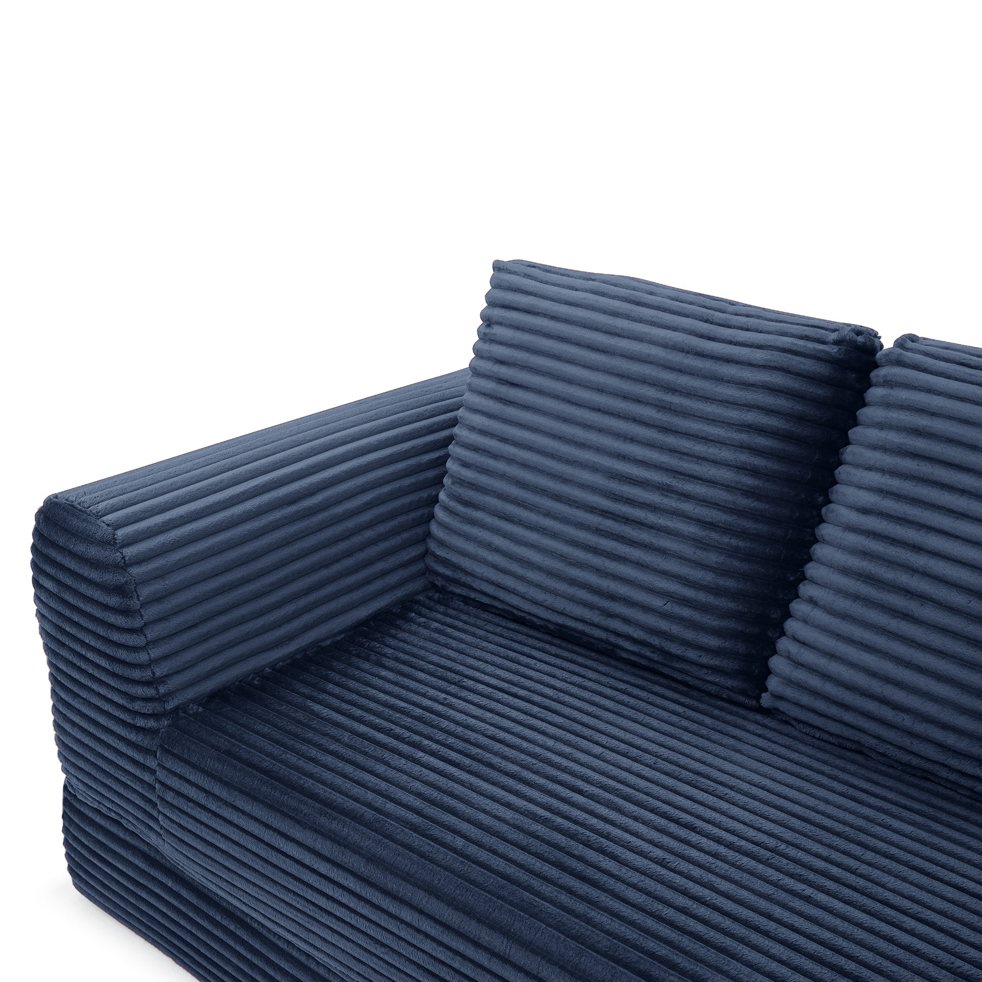 2-in-1 Folding Convertible Sofa Bed, Modern Corduroy Sleeper Couch with 2*pillows, Futon Modular Upholstered Boneless Loveseat with Pull-Out Bed,Folding Floor Modular Couch for Living Room Blue image 5