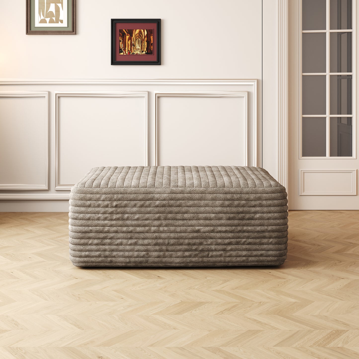 37.40"Sofa ottoman,No Assembly Required,Camel(Plush Corduroy Fabric) image 1