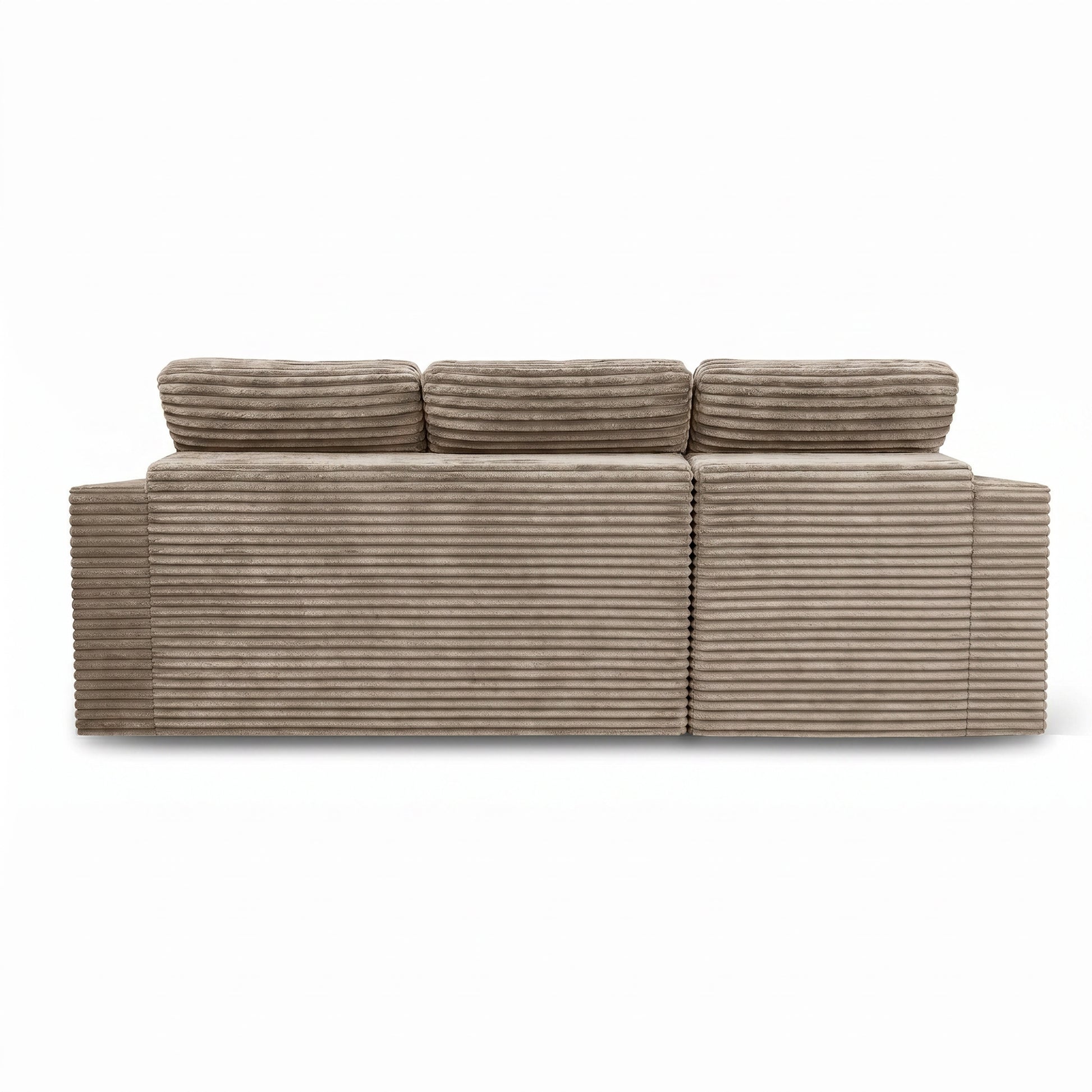 Modular Cloud Sofa Set, 105" DIY Sectional with Ottoman, Pure Foam, Faux Rabbit Fur Velvet, Comfortable Living Room Couch Khaki image 7
