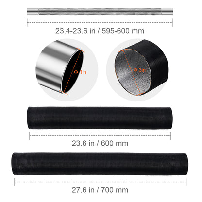 Diesel Heater Pipe Ducting Set, 3" Extendable Air Duct Hose, 1" Stainless Steel Exhaust Pipe, 2 Air Vents, Tee Air Outlet Connector and Hose Clamps, for 5KW/8KW Diesel Parking Heaters image 9