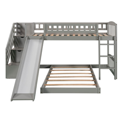 Stairway Twin over Twin Bunk Bed with Two Drawers and Slide, Gray(OLD SKU:LT100156AAE-1) image 8