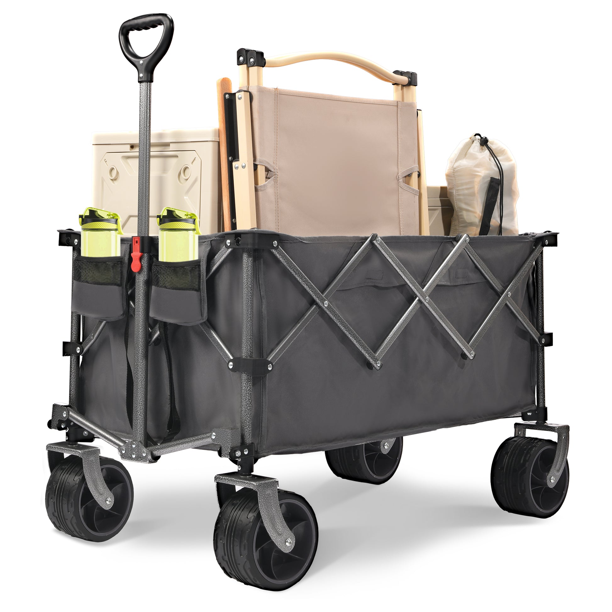 PORTABLE 400L Collapsible Wagon, Folding Wagon Cart, Beach Wagon with Big Wheels, 450LB Heavy Duty Foldable Wagon, Large Capacity Wagon for Camping, Sports, Garden, Baseball image 1