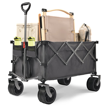 PORTABLE 400L Collapsible Wagon, Folding Wagon Cart, Beach Wagon with Big Wheels, 450LB Heavy Duty Foldable Wagon, Large Capacity Wagon for Camping, Sports, Garden, Baseball image 1