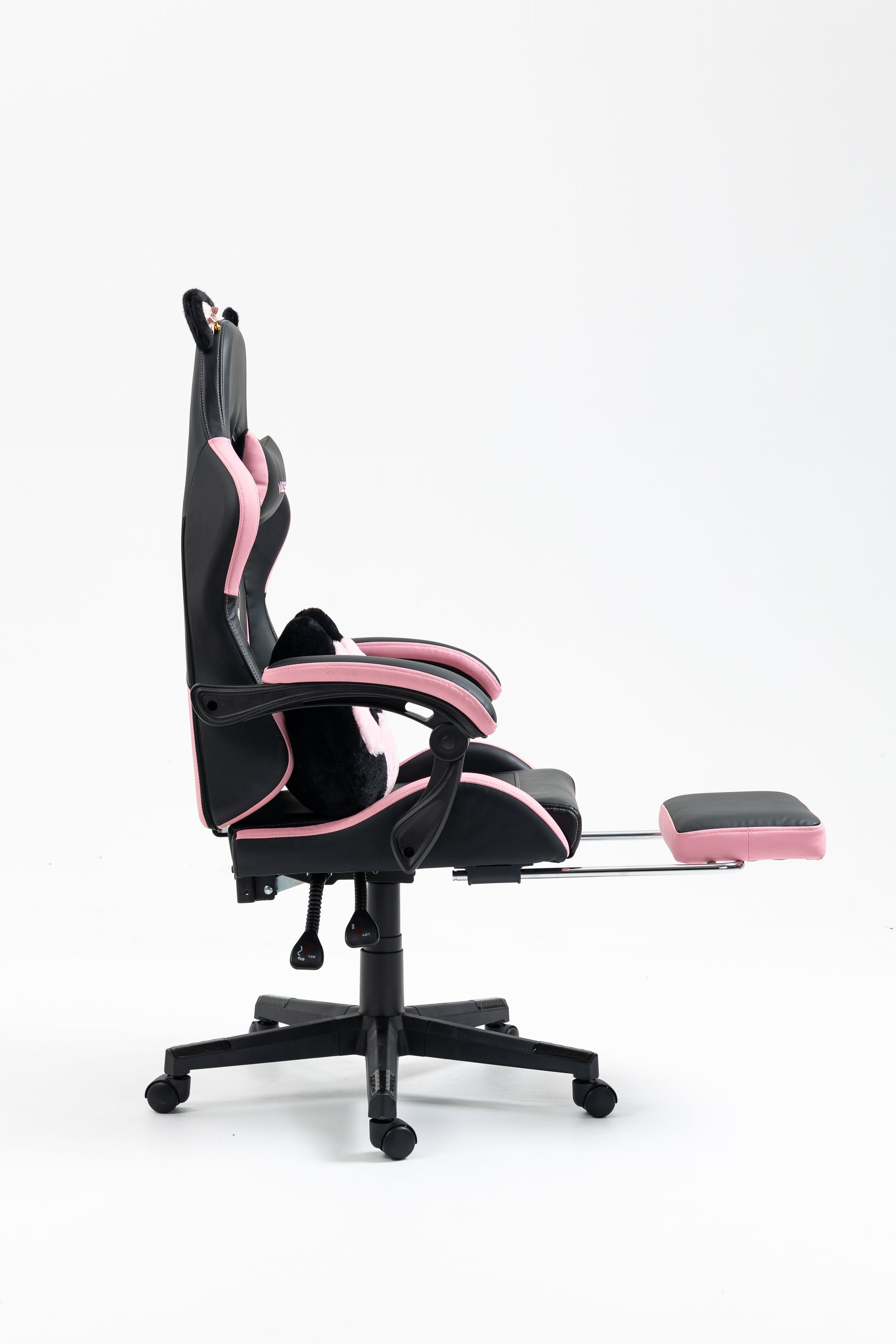 Cute Cat Gaming Chair with Paw Lumbar Cushion, PC Video Gamer Chair for Girl Teen Woman (Black) image 11