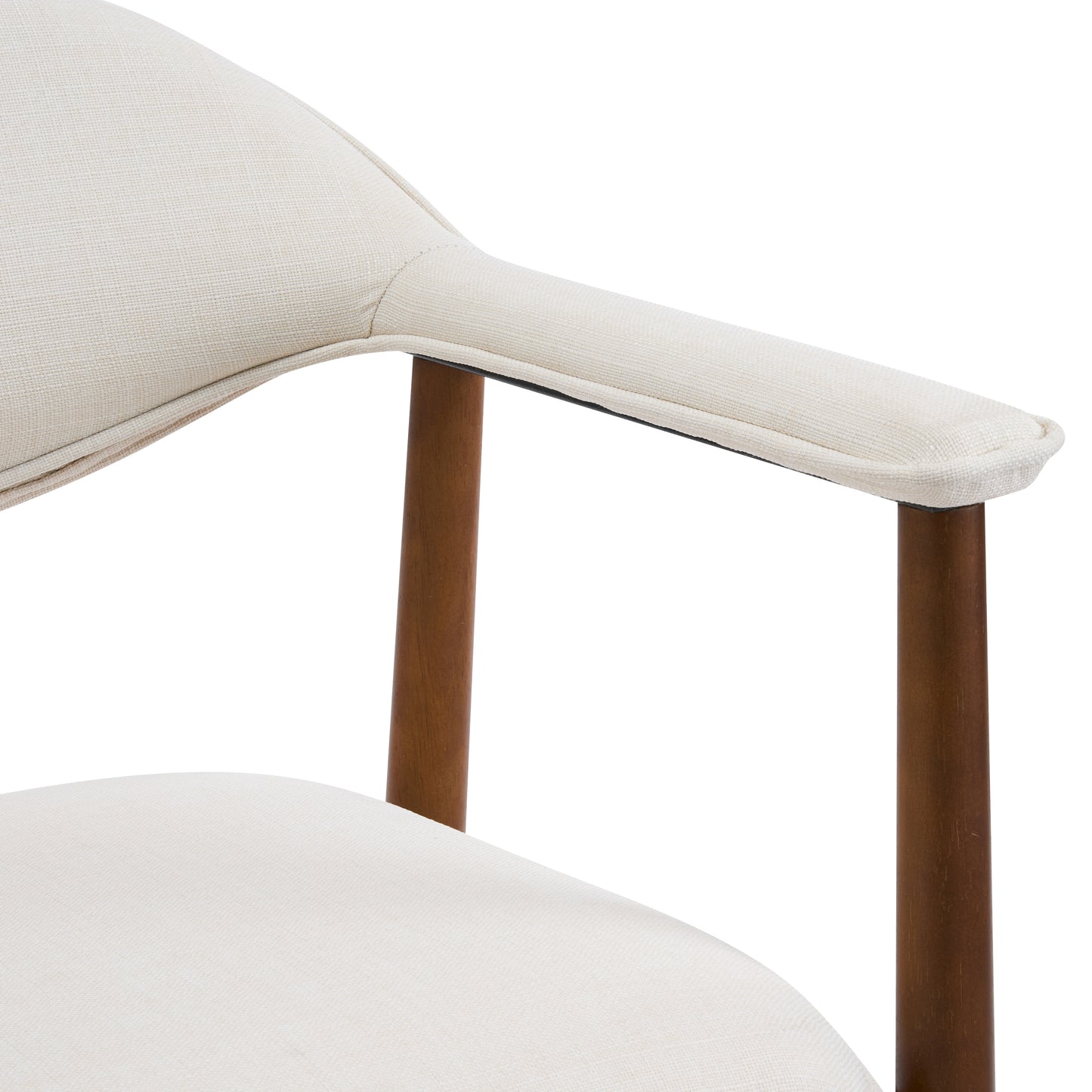 Modern Upholstered Dining Chairs with Curved Back, Beige Fabric & Walnut Finish Rubber Wood, Set of 2 image 12