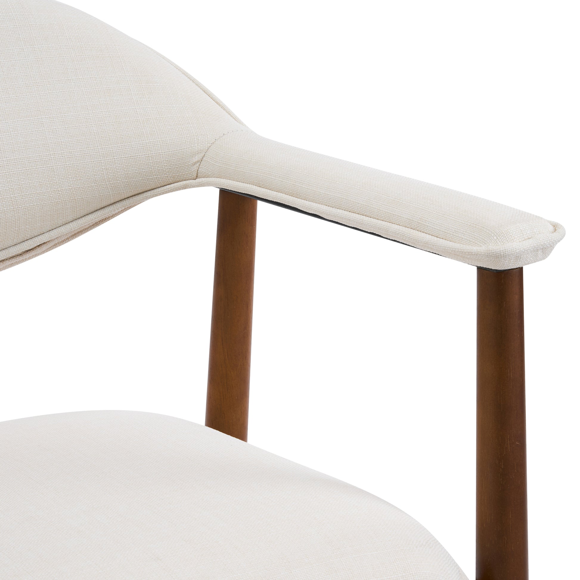 Modern Upholstered Dining Chairs with Curved Back, Beige Fabric & Walnut Finish Rubber Wood, Set of 2 image 12
