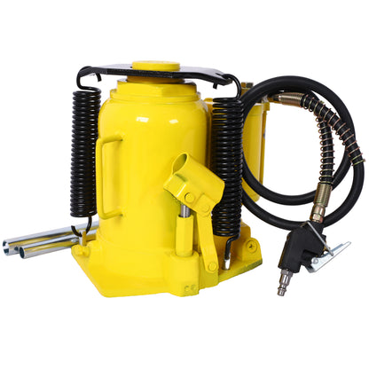 Air Hydraulic Bottle Jack, 32 Ton/70550 LBS All Welded Bottle Jack, 10-16.3 inch Lifting Range, Manual Handle and Air Pump, for Car, Pickup, Truck, RV, Auto Repair, Industrial Engineering,Yellow image 5