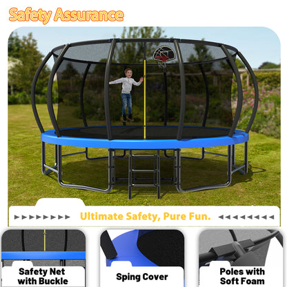 16FT Outdoor Trampoline for Kids and Adults, Pumpkin Trampolines with Curved Poles,Heavy Duty Trampoline Anti-Rust Coating ASTM Approval image 9