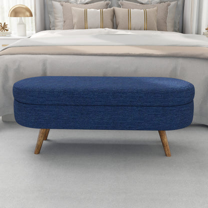 Ottoman Oval Storage Bench,Rubber Wood Legs,BLUE(43.5"x16"x16") image 3