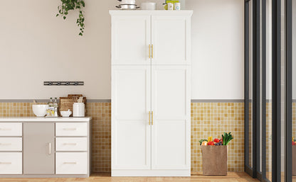 [Assembly Video Provided] TOPMAX 35.5x17.6x70.9inch Freestanding Kitchen Pantry Cabinet, Tall Storage Cabinet with 4 Doors, 2 Door Shelves, 8 Pull-out Trays and Adjustable Shelf for Dining Room, White image 5