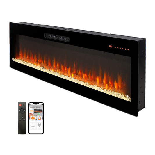 Smart 50" WiFi-Enabled Electric Fireplace Heater, Recessed in-Wall and Wall-Mounted image 1