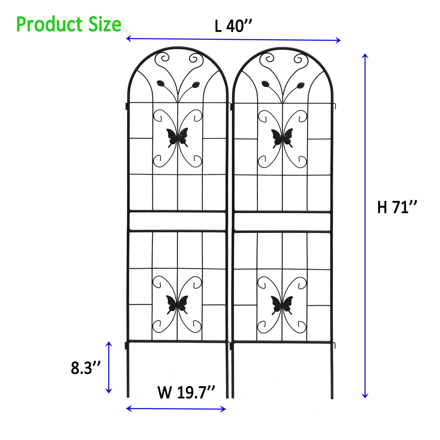 2 Pack Metal Garden Trellis 71" x 19.7" Rustproof Trellis for Climbing Plants Outdoor Flower Support Black image 5