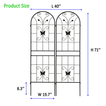 2 Pack Metal Garden Trellis 71" x 19.7" Rustproof Trellis for Climbing Plants Outdoor Flower Support Black image 5