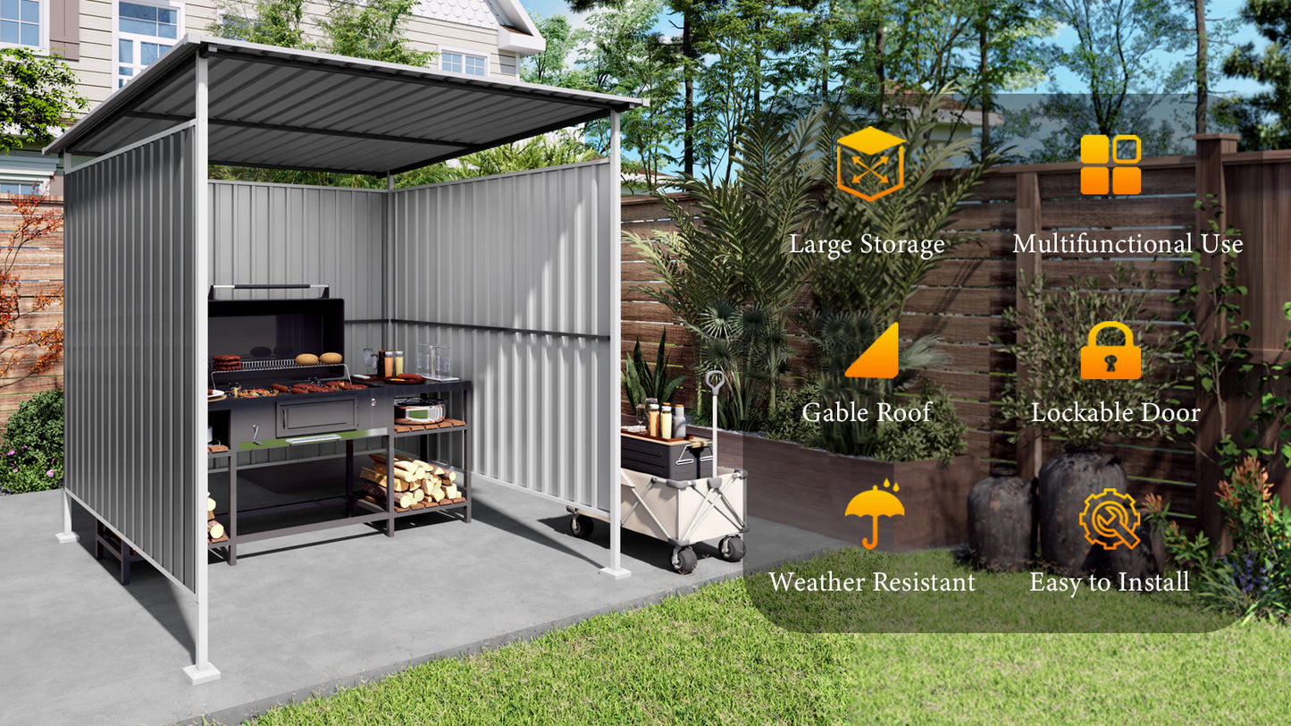 6x6FT Outdoor Pergola for Patio,Bike Storage Shed,Lean to Hardtop Grill Gazebo, Metal Pergolas and Gazebos,Year-Round Metal Gazebo Heavy Duty Awnings for Patio, Decks,Lawn, Backyard image 3