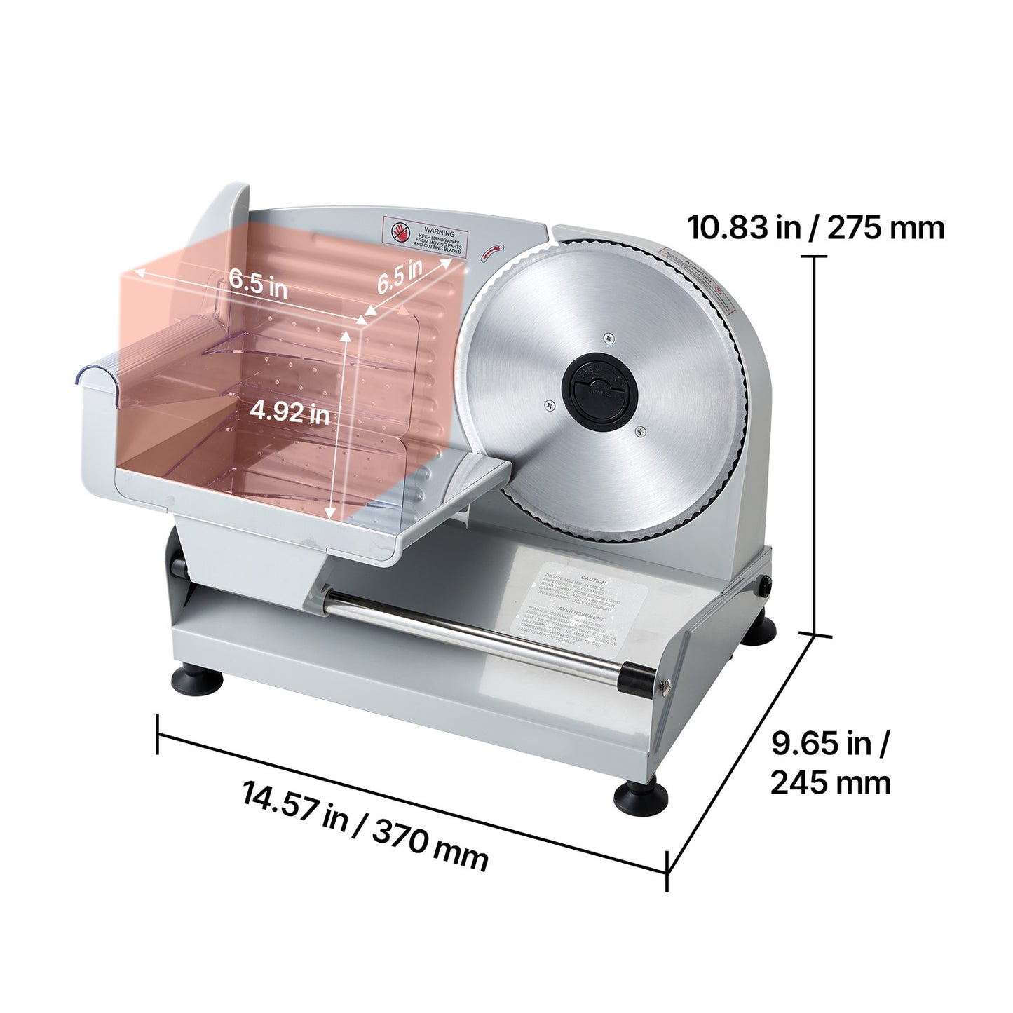 Meat Slicer, 7.5" Electric Deli Slicer with SUS420 Blade & 0-0.6" Adjustable Thickness, 200W Home Food-Slicer for Frozen Meat, Ham, Baguett, Steak, UL Approved image 5