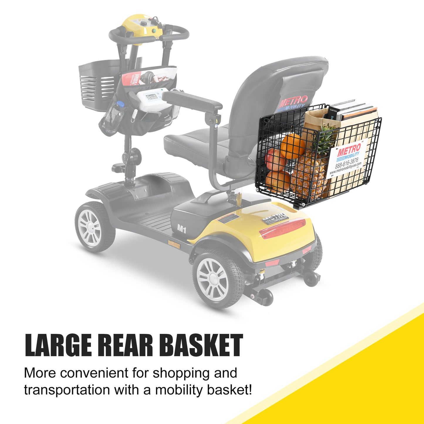 Four wheels Compact Travel Mobility Scooter with 300W Motor for Adult-300lbs, YELLOW image 5