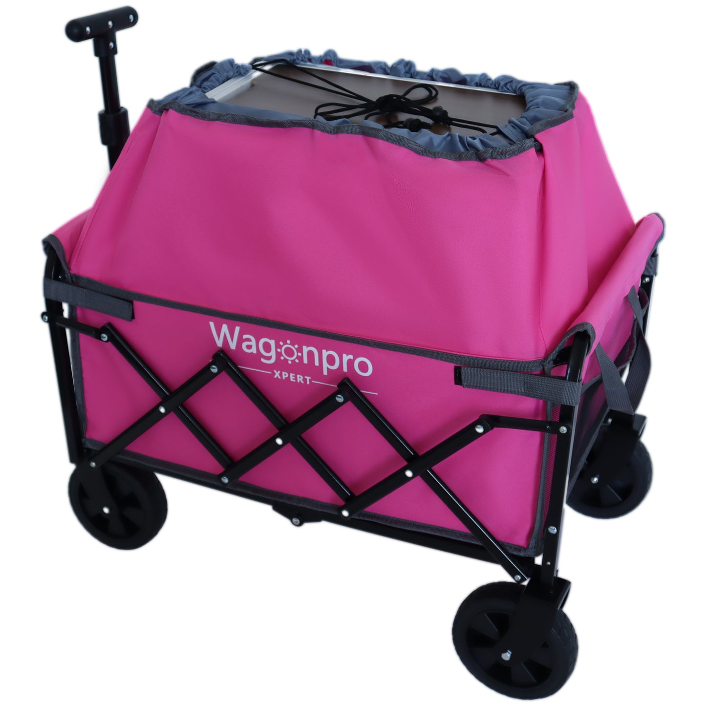 Expandable Dual-Layer Utility Wagon with 100% Extra Space - 225lbs Grocery Cart for Camping, Shopping, Sports, Gardening, Fishing, Pink image 12