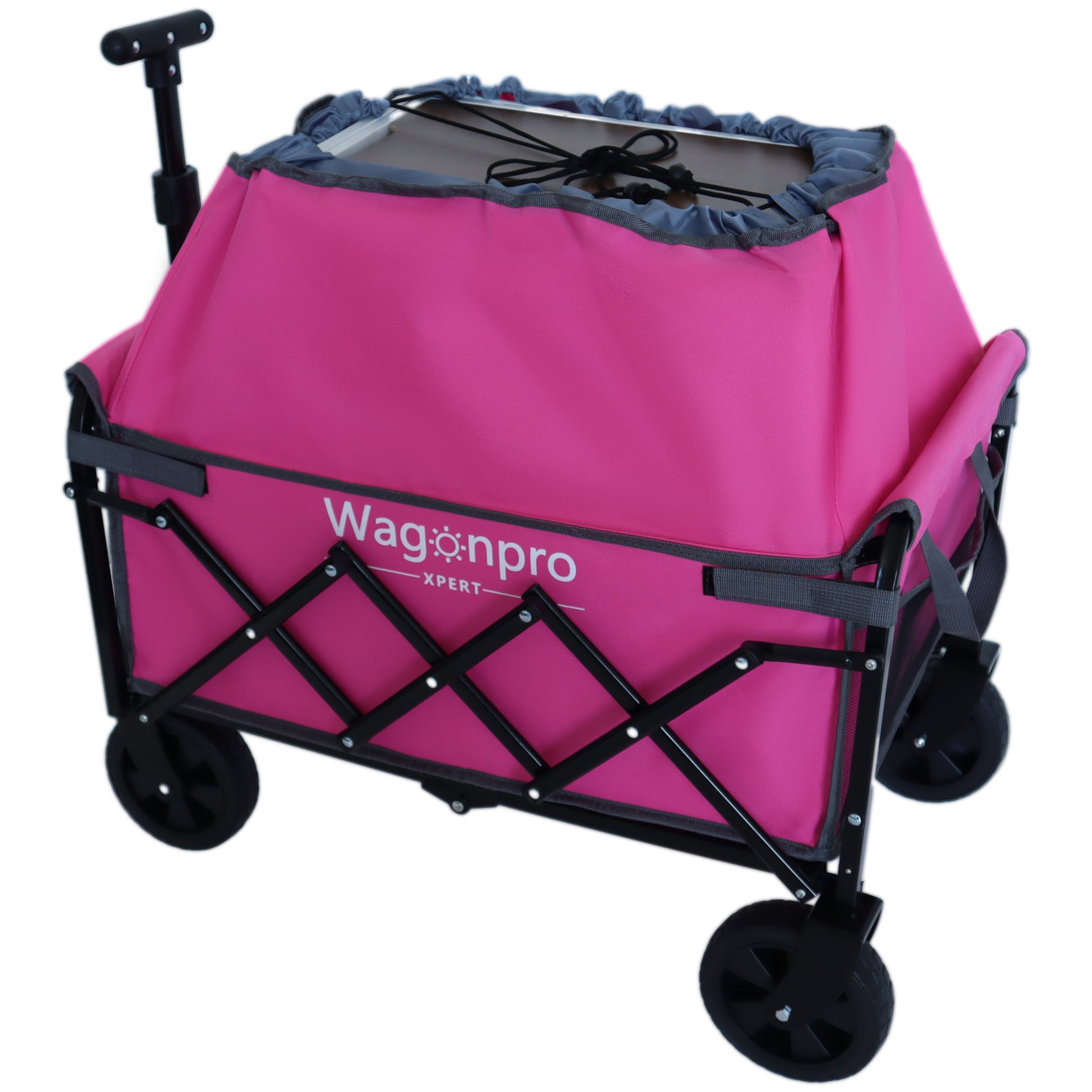 Expandable Dual-Layer Utility Wagon with 100% Extra Space - 225lbs Grocery Cart for Camping, Shopping, Sports, Gardening, Fishing, Pink image 12