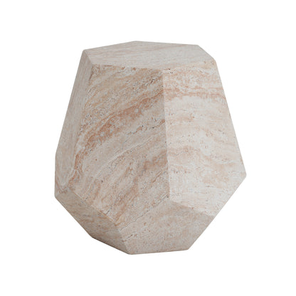 Outdoor/Indoor Lightweight Concrete Side Table,Hexagonal Round Travertine Accent Table image 3