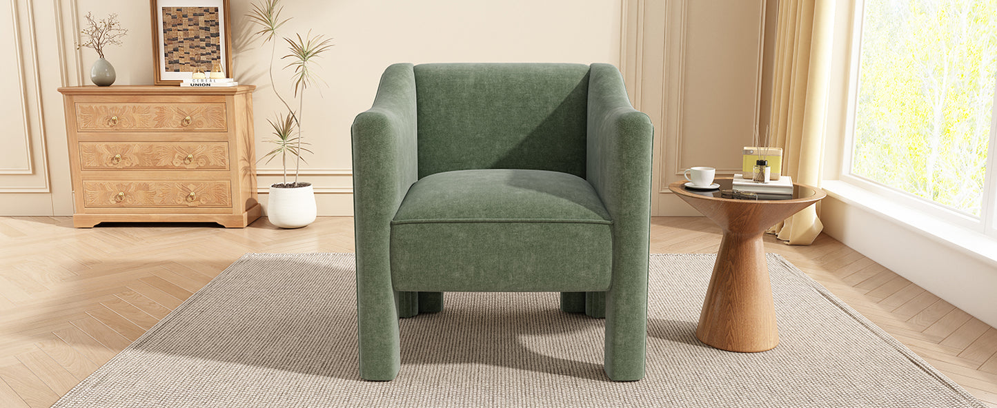 Modern Barrel Chair Accent Chair 29.9" Upholstered Armchair for Living Room and Bedroom, Green image 3