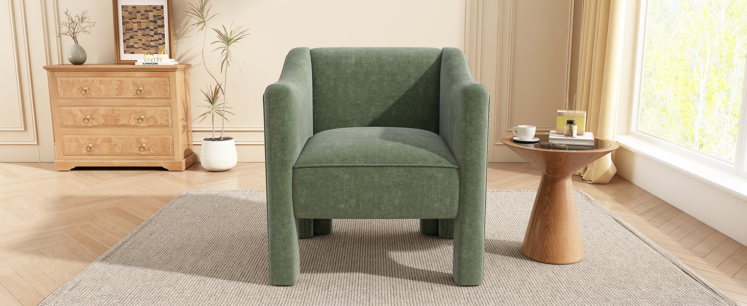 Modern Barrel Chair Accent Chair 29.9" Upholstered Armchair for Living Room and Bedroom, Green image 3