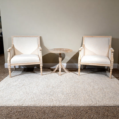 French Accent Chair Traditional Wood Frame Linen Upholstery Distressed Finish Home Decor, Single image 7