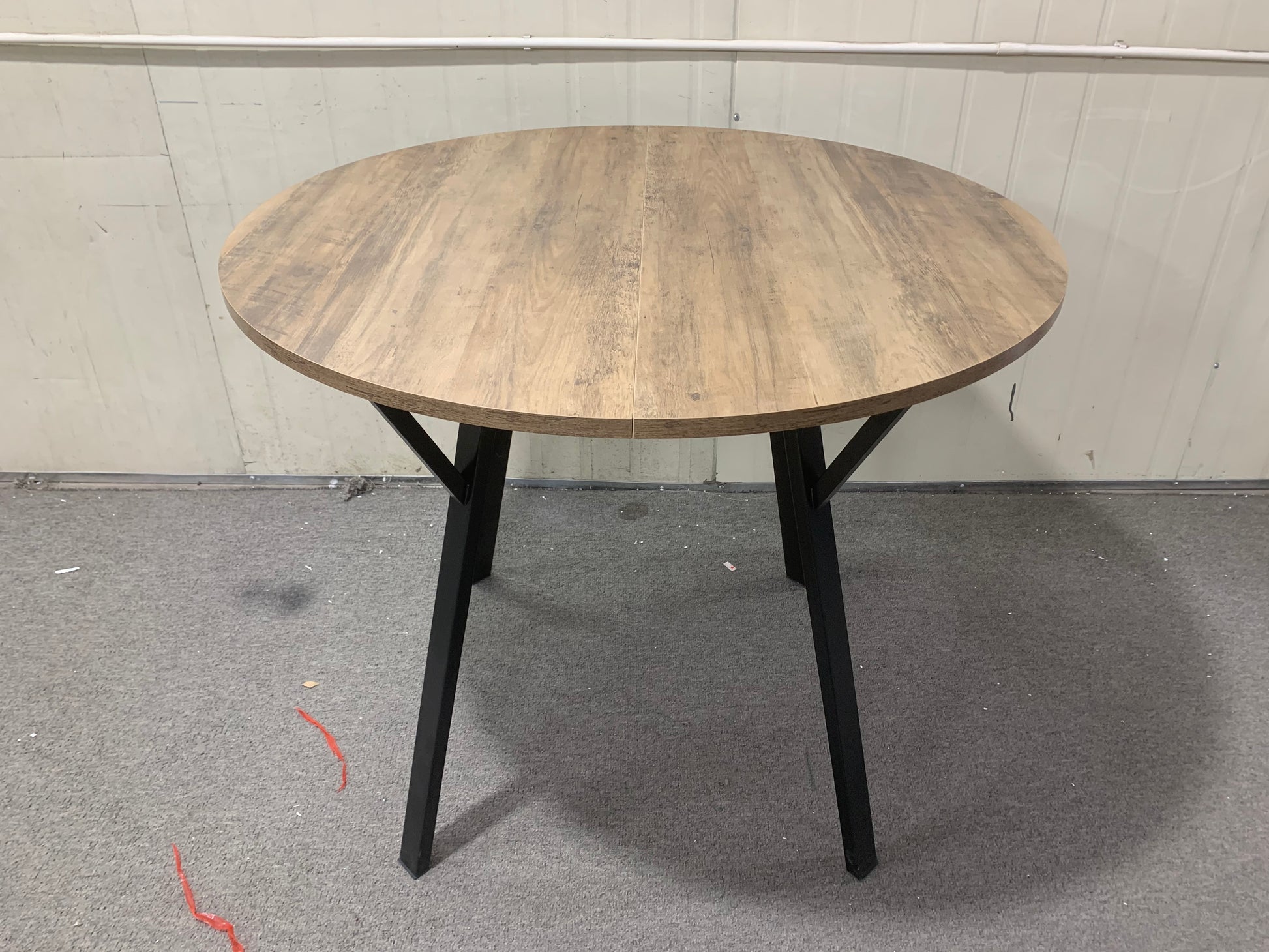 35.43 Inch Round Dining Table, Small Circle Kitchen Table with Metal Black Legs for 2-4 people,Modern Dining Room Table, Brown (only table) image 3