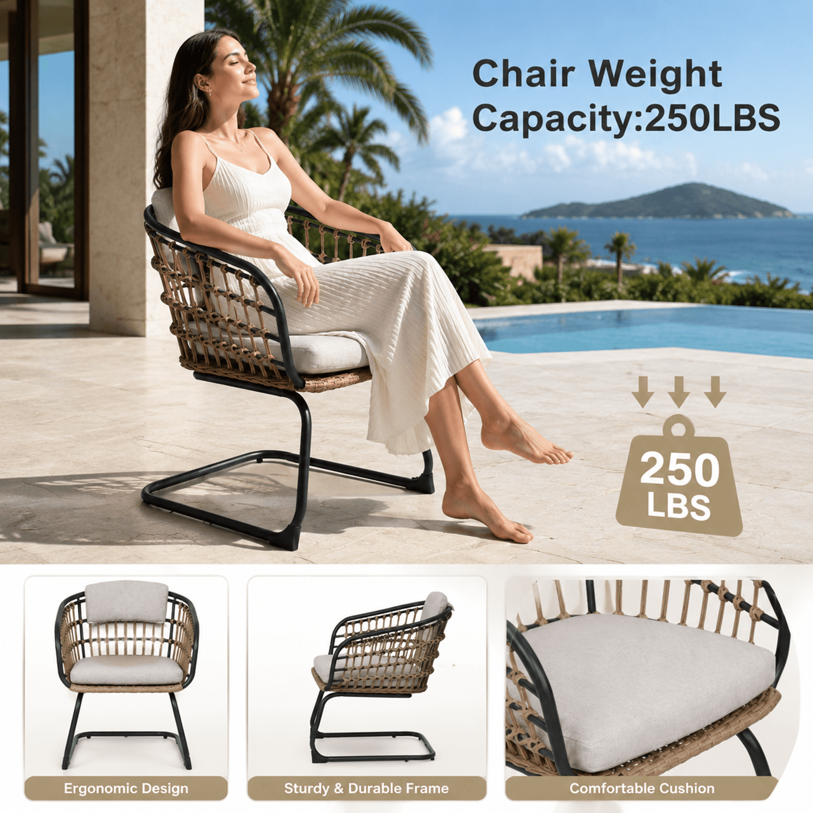 Wicker Dining Chair-SET OF 2 is designed to elevate your patio, balcony, or garden space into a cozy, stylish spot for relaxation and connection. image 6