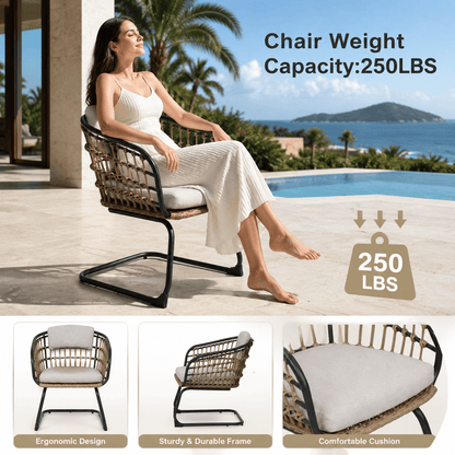 Wicker Dining Chair-SET OF 2 is designed to elevate your patio, balcony, or garden space into a cozy, stylish spot for relaxation and connection. image 6