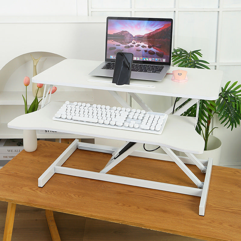 32 Inch Desk Converter, Height Adjustable Sit to Stand Riser, Dual Monitor and Laptop Workstation with Wide Keyboard Tray, Standing Computer Desk, WHITE image 10