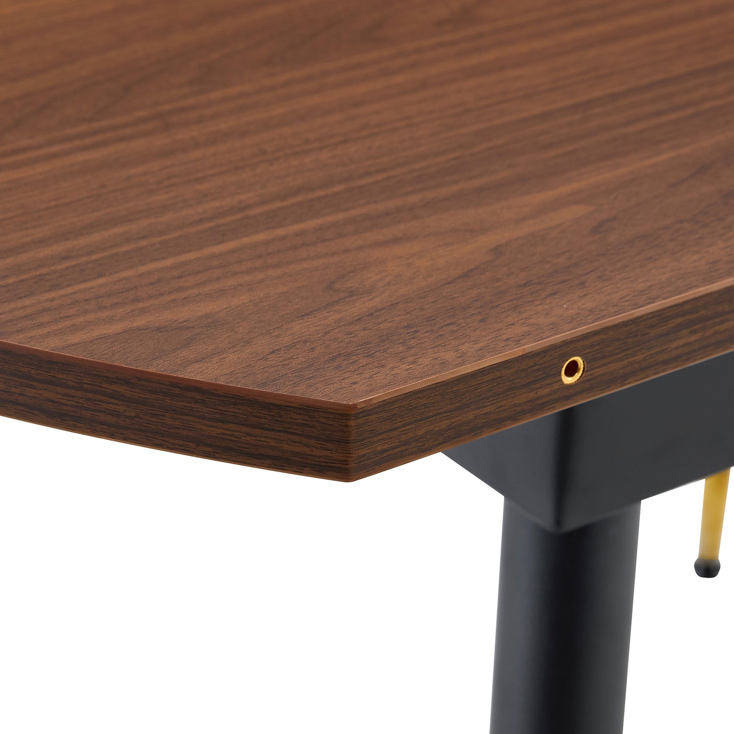 With a clever retractable mechanism, the Walnut Grain MDF table top and black metal legs and has a smooth and delicate surface.The unique look creates the sleek silhouette of a modern home. image 7