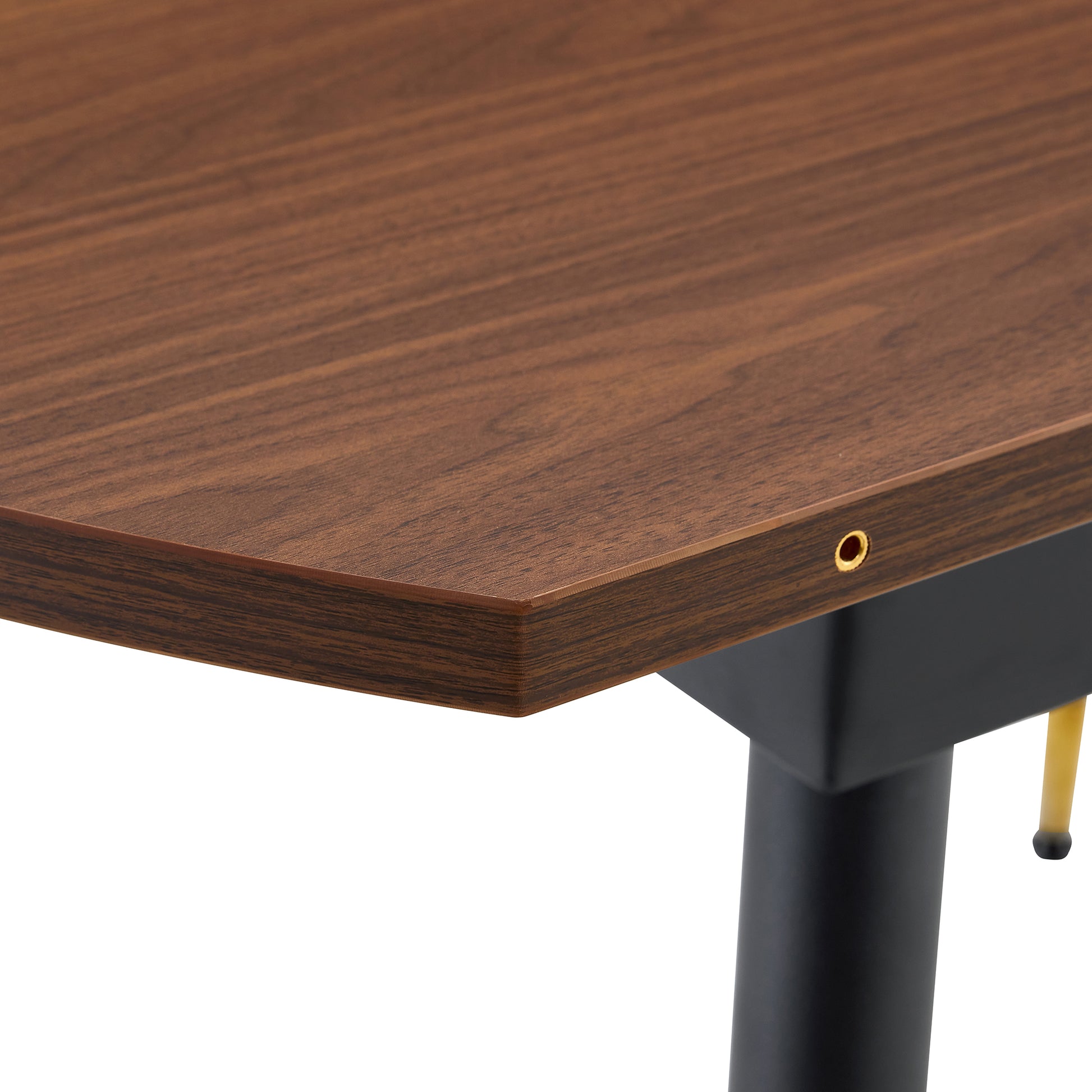 With a clever retractable mechanism, the Walnut Grain MDF table top and black metal legs and has a smooth and delicate surface.The unique look creates the sleek silhouette of a modern home. image 7
