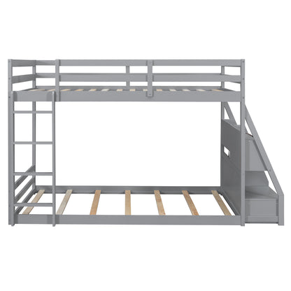 Full Bunk Bed with APP-Controlled LED Lights (7 Colors), USB Ports, Storage Shelves and 2 Drawers,Gray image 9