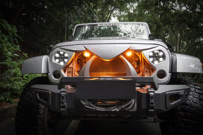 Halloween Front Grille Grid Grill for 2007-2017 Jeep Wrangler Rubicon Sahara Sport JK/JKU, Matte Black image 11