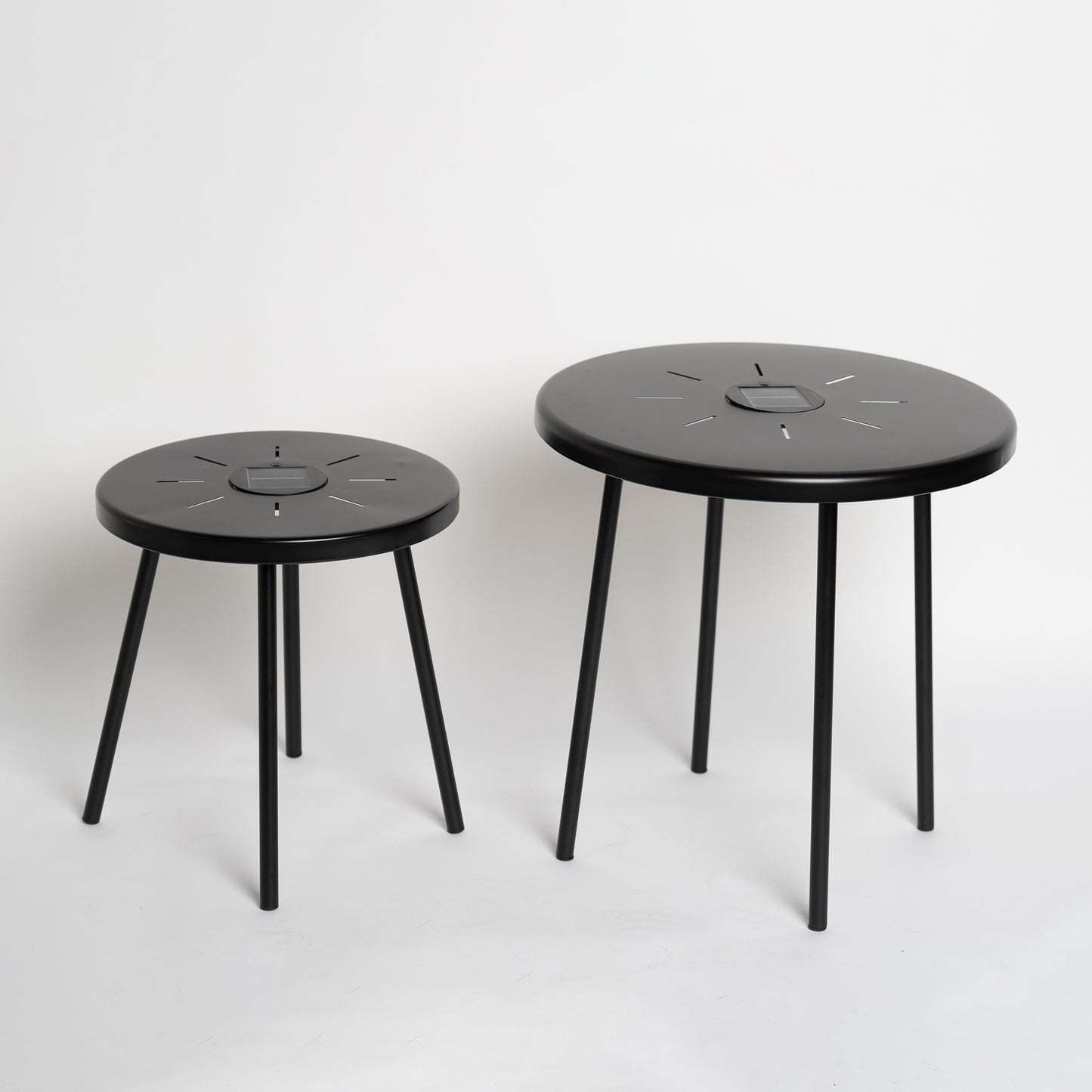 2-Pack Solar Powered Side Table with LED Light, Outdoor/Indoor Nesting Round End Table Set image 6