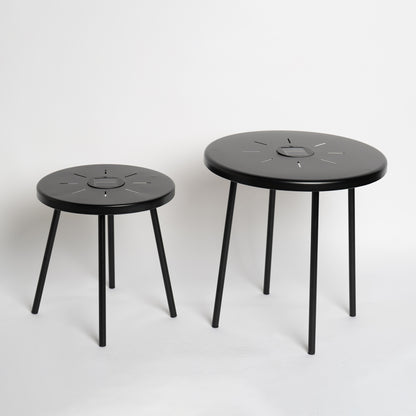 2-Pack Solar Powered Side Table with LED Light, Outdoor/Indoor Nesting Round End Table Set image 6